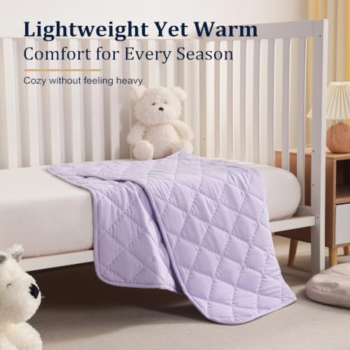 Image of BEDSUM Toddler Quilt 39x47, Microfiber Baby Quilt for Crib, Light Purple | Lightweight Toddler Blanket for Boys Girls Nursery, Machine Washable All Season Kid Quilt, Tummy Time Blanket, Stroller Quilt