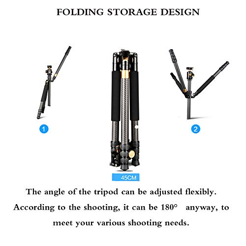 QIXI Außenkamerastativ, 4-teiliges Carbon Traveller Kamerastativ mit Einbeinstativ und 360 ° Panoramakugelkopf für… – Bild 3