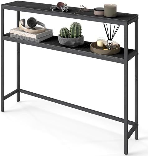 VASAGLE Console Table, 2-Tier Narrow Sofa Table with 2 Shelves, 7...