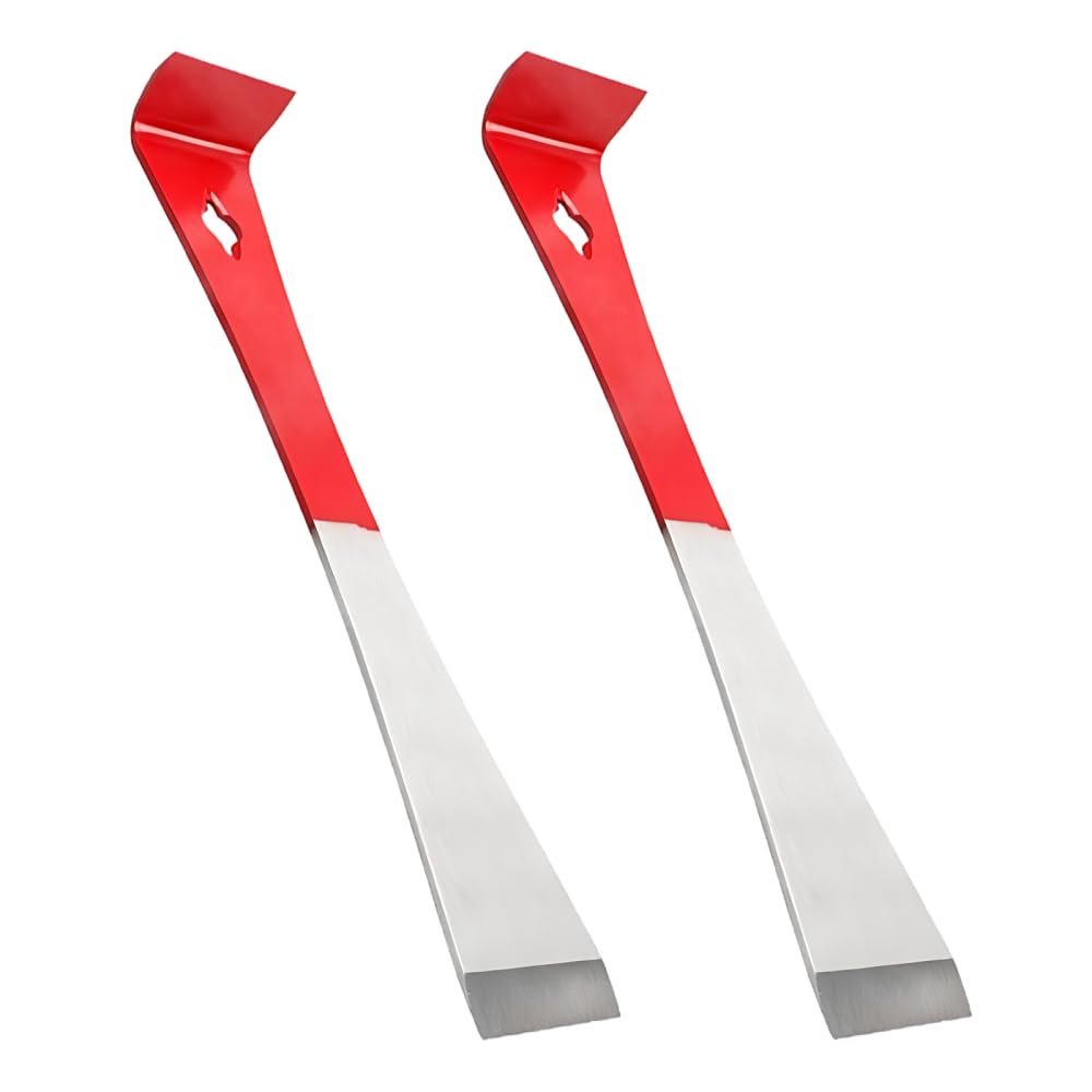 Dongker Red Pry Bar Scraper Set,2 Pcs Stainless Steel Baseboard Removal Tool With Hanging Hole For Kitchen Remodel Scraping Pulling Lifting