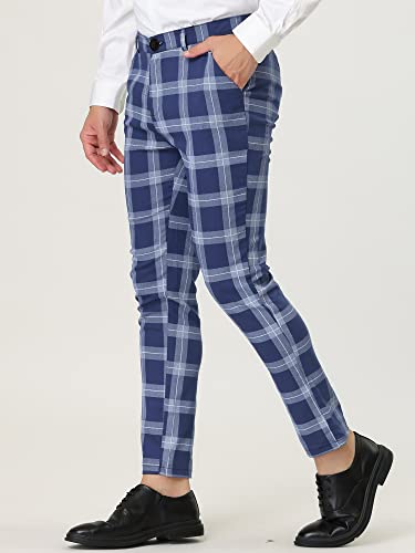 Lars Amadeus Men's Plaid Dress Pants Classic Slim Fit Chino Business Trousers2