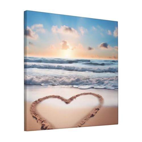 Toile murale à suspendre peinture plage romantique 30x30cm cadre deco salon moderne chambre