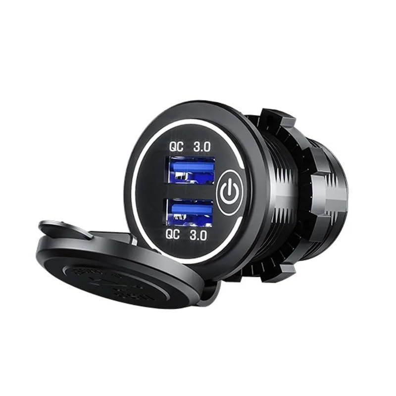 Chargeur moto double USB 3.0 QC rapide 12V 24V étanche avec indicateur LED rouge
