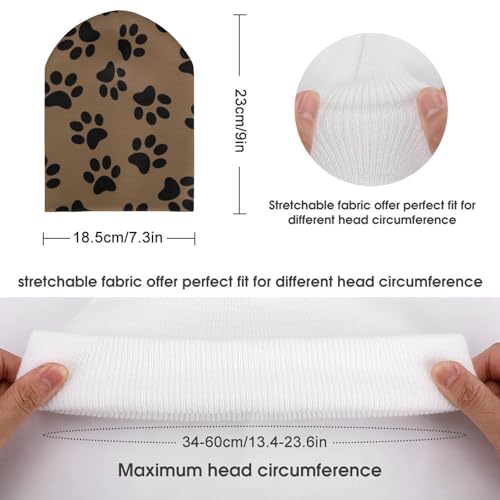 Dog Paw Pattern Kids Beanie Hat for for Girls Boys Children Cap Winter Knitted Chemo Cancer Headwear Accessories Gifts Decoration Black2