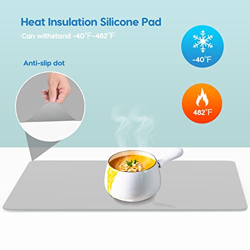 Aechy Extra Large Silicone Mat 36”X24”X0.08”, Multipurpose Silicone Mat Thick Heat Resistant Mat Shipped Rolled Up Kitchen Counter Mat Waterproof Nonslip Silicone Mats For Kitchen Counter Light Gray #TOP2