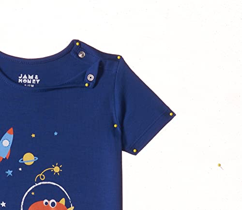 Image of Amazon Brand - Jam & Honey Boys Cotton Graphic Printed Half Sleeves T-Shirt | Regular Fit | Soft & Breathable (Available in Pack of 3 & Pack of 5) (2 to 8 Years)