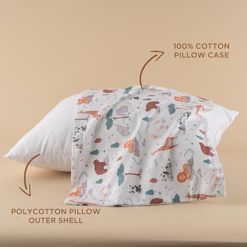 Image of Bunnikins & Clover Toddler Pillows with Pillowcase, 13 inchx18 inch Soft Cotton Kid Pillows for Sleeping, Bedding Small Pillow for Boys and Girls Aged 2-5 Years