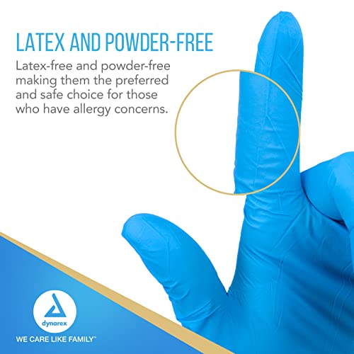 Dynarex Safe-Touch Disposable Nitrile Exam Gloves, Powder-Free, Latex-Free, Touchscreen Friendly & Used By Professionals, Blue, Large, 1 Case - 10 Box Of 100 Safe-Touch Disposable Nitrile Exam Gloves #TOP2