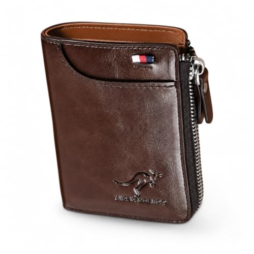 Carteira Masculina de Couro PU Marrom Antifurto com Tecnologia RFID Secure – Design Moderno, Compacta e Resistente – 'Blocked'