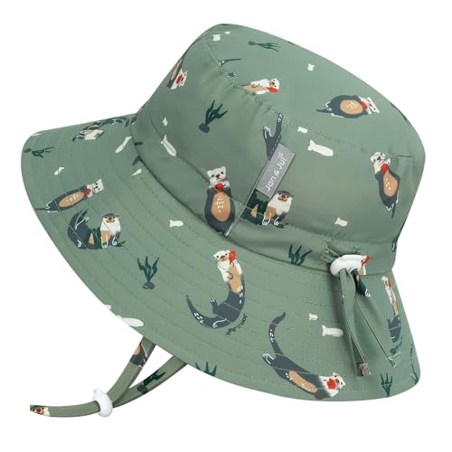 Jan & Jul Schnell trocknender Bucket Hat für Schwimmen Strandhut mit Sonnenschutz für Kleinkinder (M: 6-24 Monate Otter)