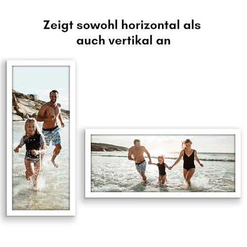 Americanflat Bilderrahmen 100x40 cm aus MDF-Holz mit bruchsicherem Plexi-Scheibe - Bilderrahmen 40x100 cm mit integrierter Aufhängung - für vertikale oder horizontale Wandmontage - Weiß