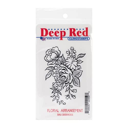 Deep Red Stamps Floral Arrangement Rubber Cling Stamp 2 X 3 Inches #TOP7