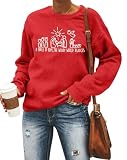FAYALEQ Christmas Sweatshirt Women Merry Christmas Shirt Pullover Xmas Graphic Long Sleeve Tops Red