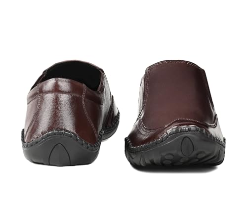 Image of LOUIS STITCH Genuine Leather Formal Slip On Shoes for Men | Ultra Lightweight and Flexible Rubber Sole Men's Slipon Loafer Shoes | LSAXSO |