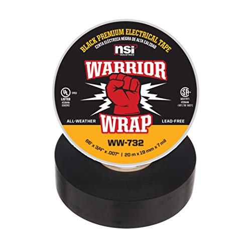 Image of WarriorWrap Premium 3 /4 in. x 66 ft. 7 mil Vinyl Electrical Tape, Black