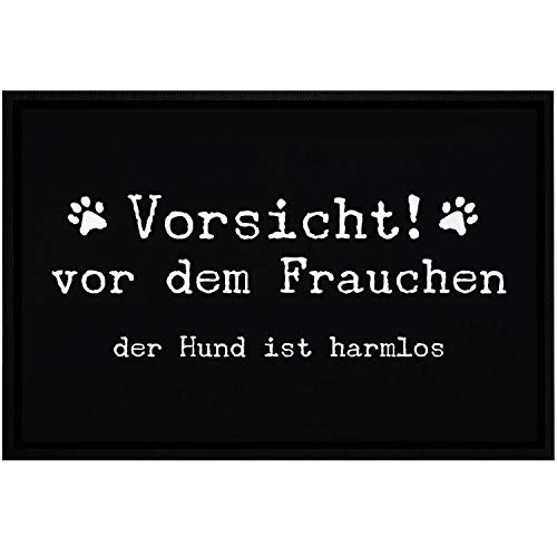 MoonWorks® Fußmatte Spruch lustig Vorsicht vor dem Frauchen der Hund ist harmlos Hundebesitzer...