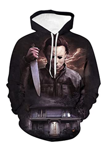 Enhopty Michael Myers - Sudadera con capucha para hombre y mujer, diseño de Halloween, color negro (contorno del pecho 119 cm)
