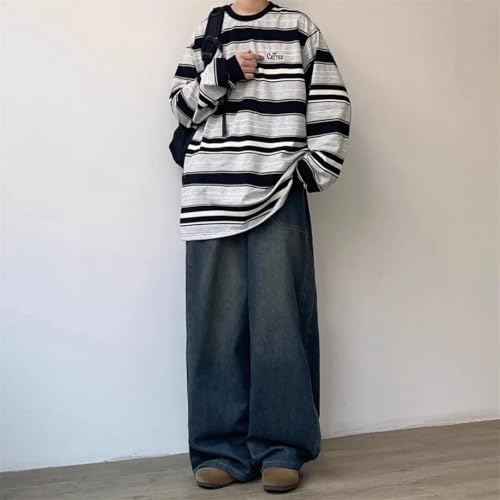 Men Retro Straight Tube Loose Jeans Couple Washed Wide Leg Casual Pants3