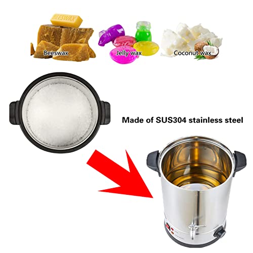 Topiacz do wosku 1500 W ze stali nierdzewnej z wylewką i termostatem, pojemność 8-15 l do produkcji świec, podgrzewacz do wosku sojowego, funkcja utrzymywania ciepła do projektów domowych i DIY