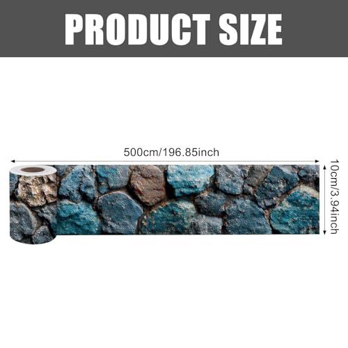 Image of Nuxovilar Textured Stone Peel Stick Wall Border PVC 3.94x16.4' | Wall Trim, Molding Decal, Peel Stick Border, Adhesive Frame, for Bedroom, Kitchen, Living Room (Textured Stone)