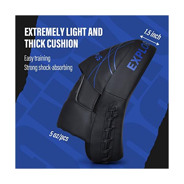 Liberlupus-Boxing-Punching-Mitts-Bags-Boxing-Training-Equipment-Hand-Target-Pads-with-Curved-Leather-Ideal-for-Martial-Arts-MMA-Muay-Thai-Kicking-Sparring-Karate-Men-Women Liberlupus Boxing Mitts for Training and Exercise Workout, Curved MMA Punching Mitts and Pads for Indoor Use, Thicken Padding Sparring Paddles for Kids Men Women, for Kickboxing Martial Arts Muay Thai (Blue)