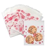 Bitray 200 PCS Self Sealing Candy Bags 5.5' x 5.5' Sakura Pattern Self Adhesive Pink Cookie Bags Gift DIY Bags