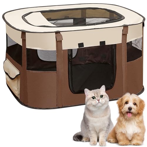 Enclos pour chiots pliable marron pour chatons et lapins