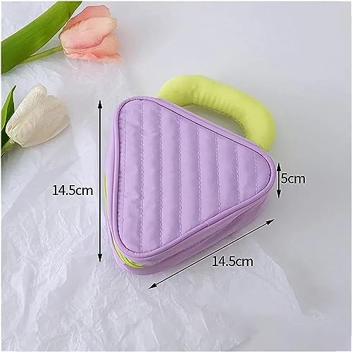 Image of House of Quirk Makeup Organizer Travel Cosmetics Toiletry Bag Macaroon-Colored with Handle (Purple)