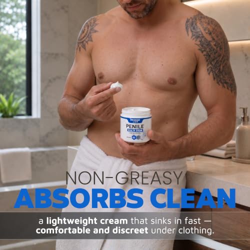 Image of Premium Penile Health Creme for Men with Coconut Oil, CoQ10, and Allantoin | Daily Moisturizer Penile Cream to Relieve, Restore and Support Dry Skin, Redness, Chafing, Sensitivity - 4oz
