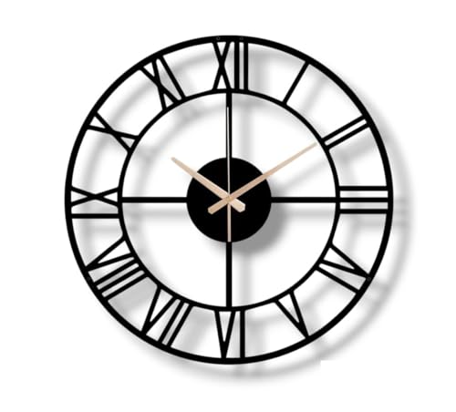 Image of AVVIC MART Home Decoration European Peacock Analog Wall Clock Crystal Luxury Living Room Creative Personality Art,Metal,Blue,Birds (Black ST-4, 40 CM)