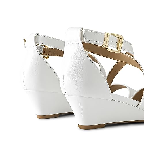 Image of DREAM PAIRS Women's Low Wedge Sandals Ankle Strap Heel Sandal Open Toe Wide Dress Summer Shoes