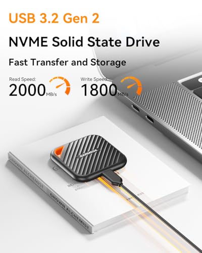 Image of 1TB External SSD Up to 2000MB /s, USB 3.2 Gen 2x2 Portable SSD External Solid State Drives Compatible with Game Console /Tablet /Laptop /Mac, Reliable Storage for Gaming, Students, Professionals