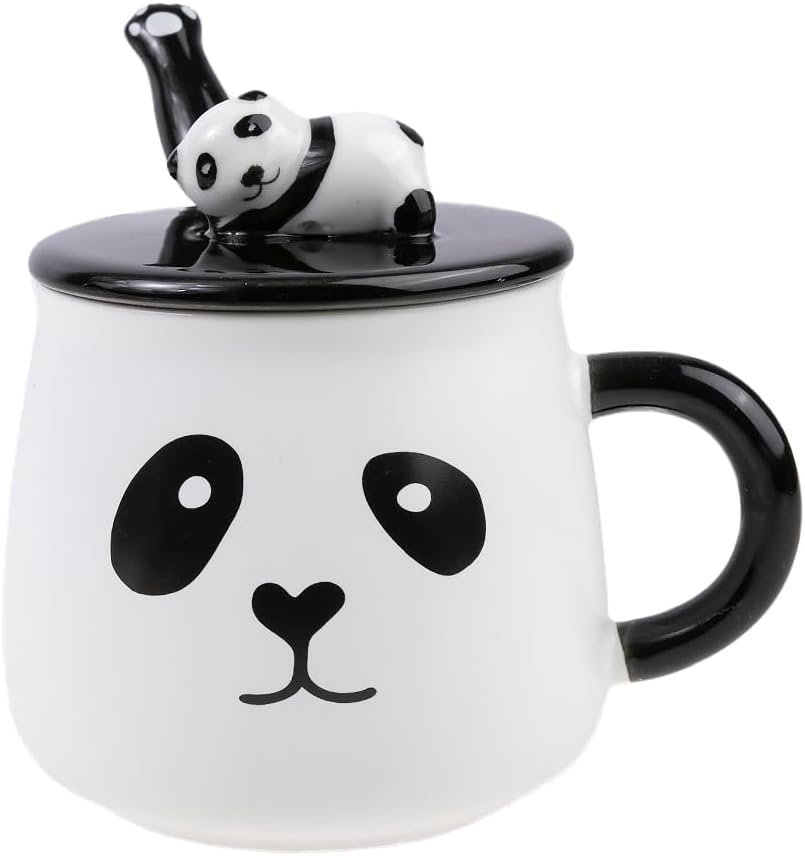 Funny Panda Mug - Panda Collection - 15oz - 3D Panda Lid Panda Paw Spoon - Porcelain Metal - Coffee, Tea, Chocolate, Cappuccino - Original Gift Idea - China Asia