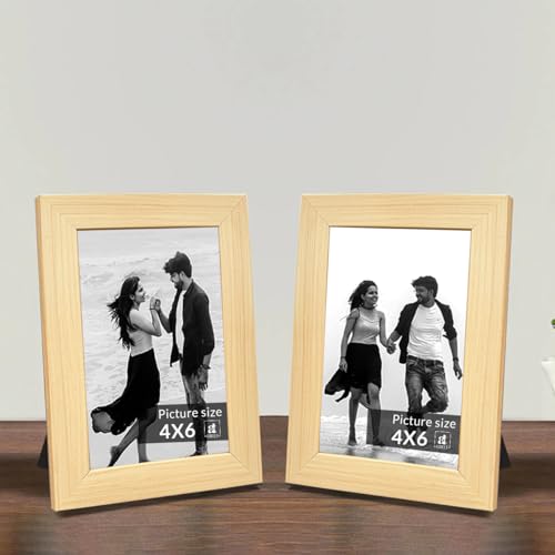 Image of Art Street Set of 2 Table Photo Frames Wall Hanging for Home, Living Room, Study Room Decor & Office Decor (Color: Beige, Size, 4x6 Inch)