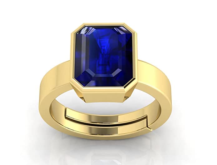 15.00 Ratti Lab - Certified Unheated Untreatet AAA+ Quality Natural Blue Sapphire Neelam Gold Adjustable Gemstone Ring for Women's and Men's-image-23