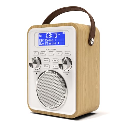 DAB/DAB+ & FM Portable Digital Radio | Bluetooth | Remote Control | Rechargeable Battery | Dual Alarms & Sleep Timer | Perfect for Home, Office or Outdoors | AZATOM Blackfriars 2 (OAK)