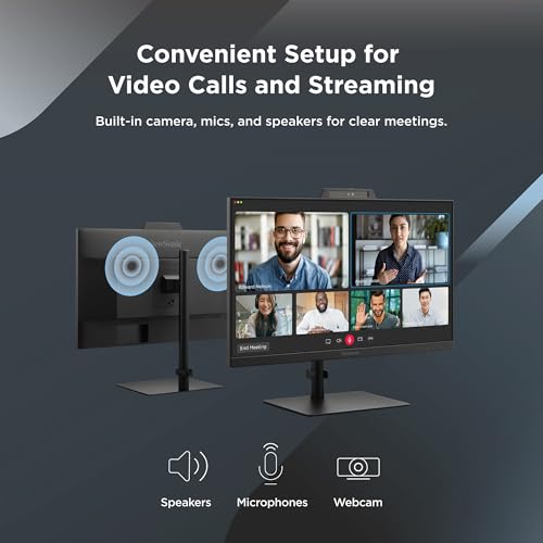 Image of ViewSonic VG2741V 27 Inch 1080p Monitor, IPS Display with Windows Hello, Built-in Microphone, and IR 5MP Webcam for Smooth Video Conferencing, Advanced Ergonomics, USB-C, HDMI, and DisplayPort Inputs