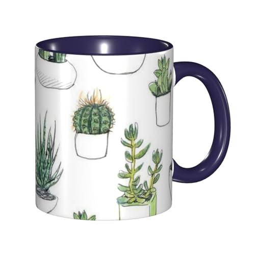 鉢植え マグカップ 旅マグ コーヒーカップ Navy Blue セラミック 330ml 陶器 食器 耐熱 水筒 プレゼント