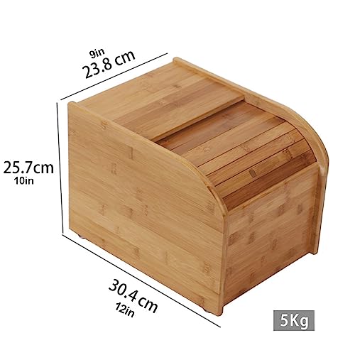 Dispenser di Riso al bambù con Coperchio, Cestino a Grana ermetica per l'organizzazione della Cucina.Include Tazza di Misurazione, Porta Scorrevole E Base Antiscivolo.Negozi Pasta, Cereali, Fagioli.