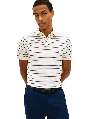 Image of Tommy Hilfiger Men's Short Sleeve Polo Shirts in Regular Fit With Stretch and Organic Pique Cotton