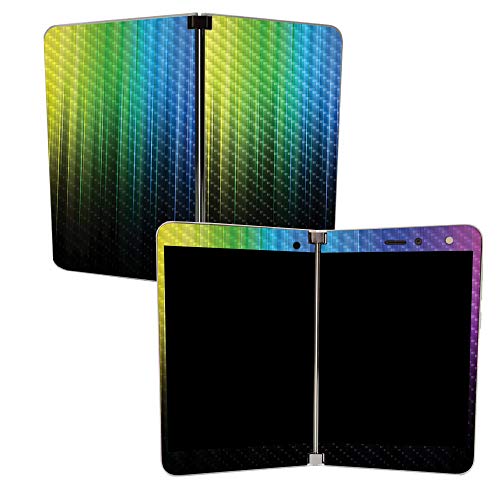 Image of MIGHTY SKINS MightySkins Carbon Fiber Skin for Microsoft Surface Duo - Rainbow Streaks | Protective, Durable Textured Carbon Fiber Finish | Easy to Apply | Made in The USA