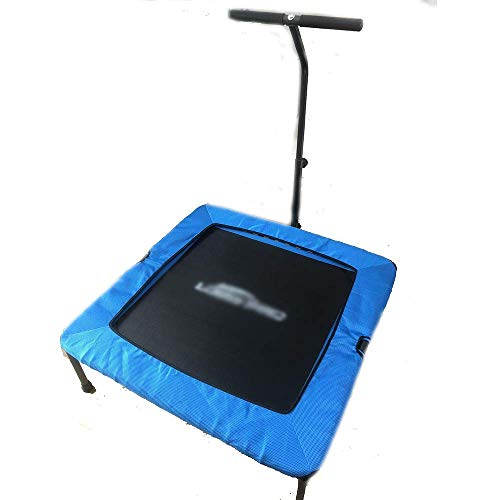 MU Fitness Trampoline for Kids Adults Foldable 37In Square Exercise Trampoline with Adjustable Handle for Indoor Outdoor Garden Yoga Exercise Cardio