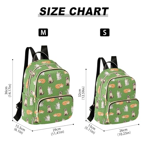 Image of Women Fashion Backpack Purse Cat Print Rucksack, M | Casual Lightweight Quilted Daypack Ladies Bag for College Travel Work