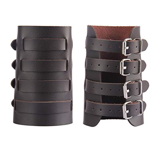 Leather Gauntlet Wristband Wide Medieval Bracers Arm Armor Cuff Leather Armor Costume Viking Armband Leather Wrist Guards