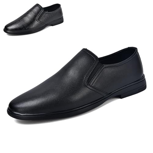 Men's Leather Slip-On Loafers Comfortable Casual Dress Shoes Business Formal Shoes