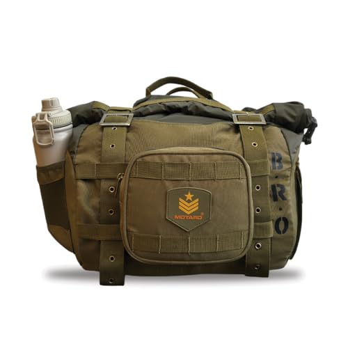 Image of MOTARD B.R.O Motorcycle Saddle Bag 60L (30L+30L) | Waterproof Roll-Top Touring Saddle Bags | Military Style Heavy Duty Luggage for Retro, Cruiser & Adventure Bikes