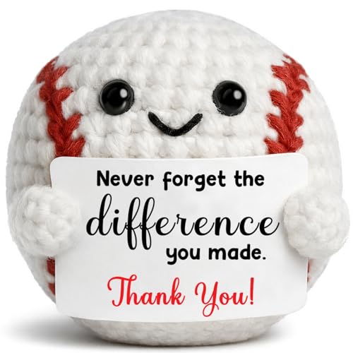 Teacher Appreciation Gifts for Women Men Handmade Crochet Gift Thank You Card for Teacher Coworker Best Friend Boss Nurse Emotional Positive Baseball Gift for Graduation Teacher’s Day Retirement