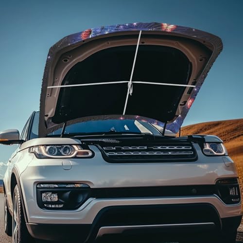 Image of American Flag Butterflys Car Hood Cover 59x39 Inch Car Hood Wrap Blankets Waterproof Stretchable Automotive Hoods Flag for Compact SUV Sedans Trucks