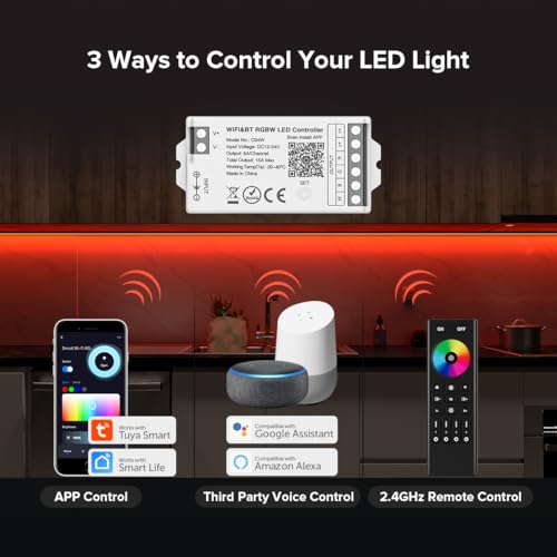 Image of BTF-LIGHTING C04W WiFi Controller for 5pin RGBW(+ R G B W) LED Strip