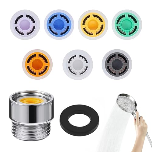 KLINNA Kit de limiteur de débit - Économiseur d'eau pour pommeau de douche - 4 à 12 l/min - Adaptateur en laiton avec filetage 1/2 de diamètre - Pour...